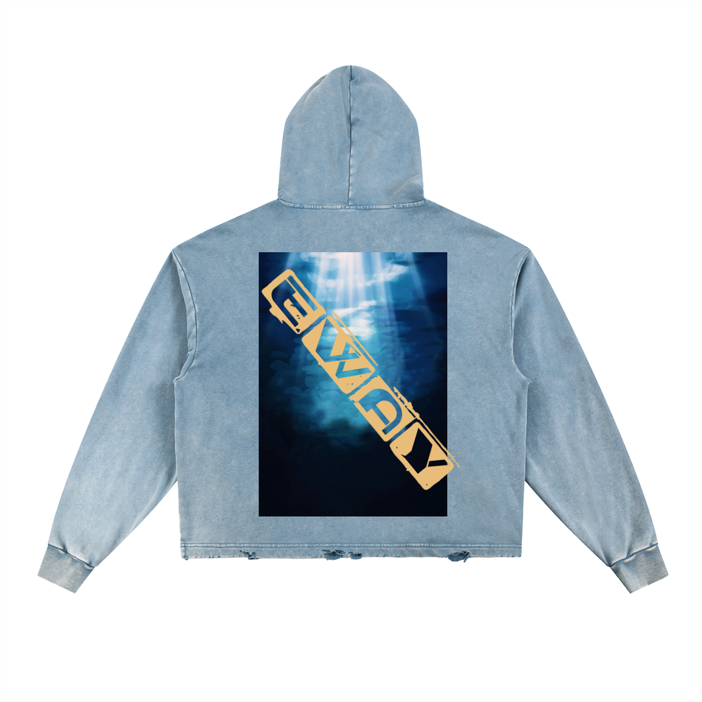 Vintage Washed Frayed-Hem Hoodie