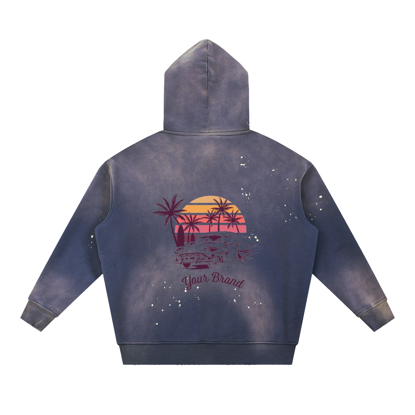Vintage Washed Frayed Fleece Hoodie