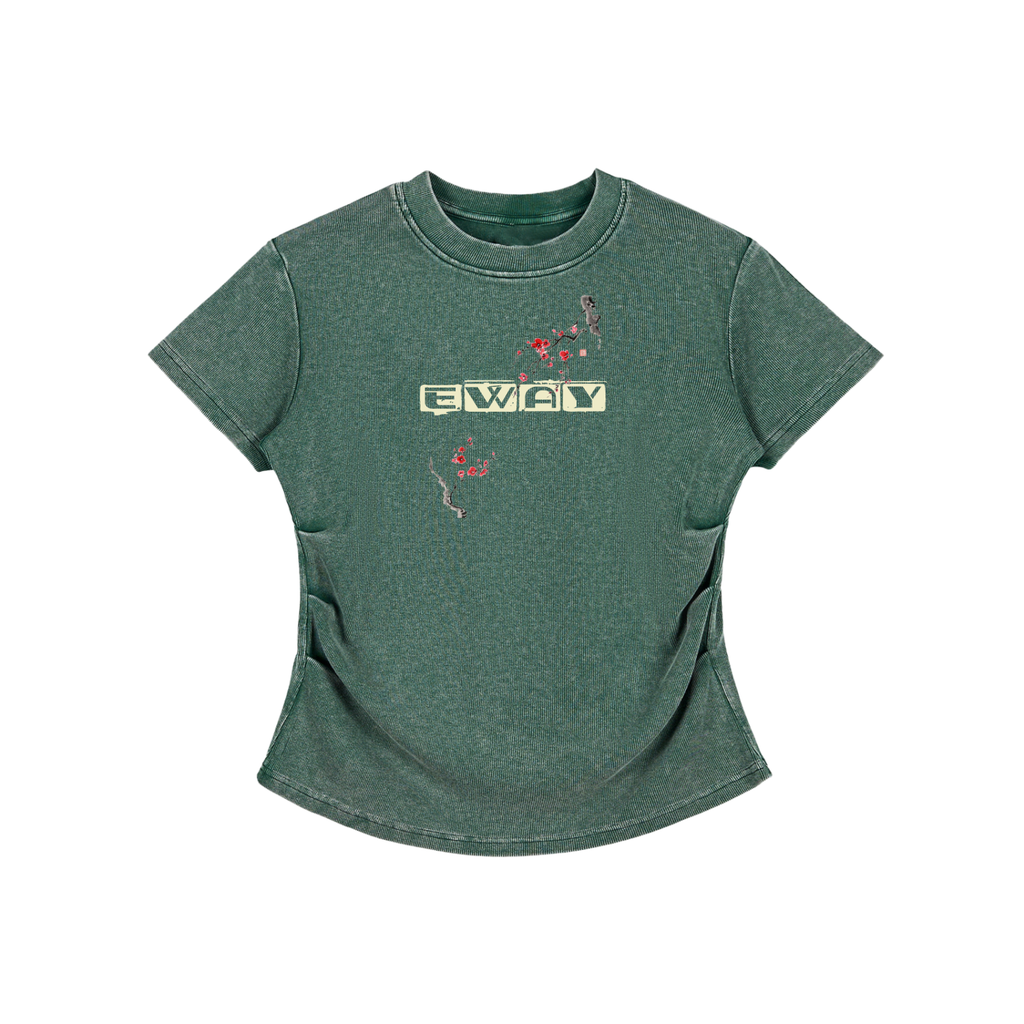 Vintage Washed Bodycon Cotton T-Shirt