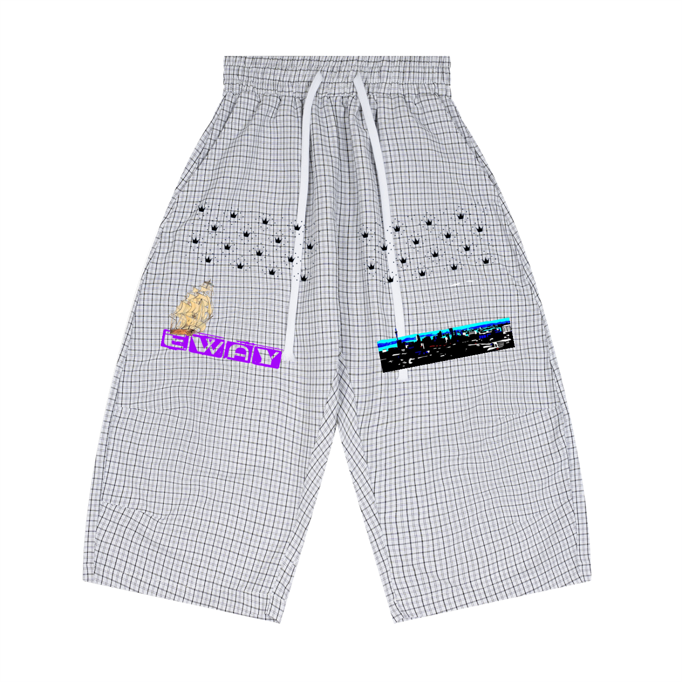 Unisex Plaid Loose Capri Shorts