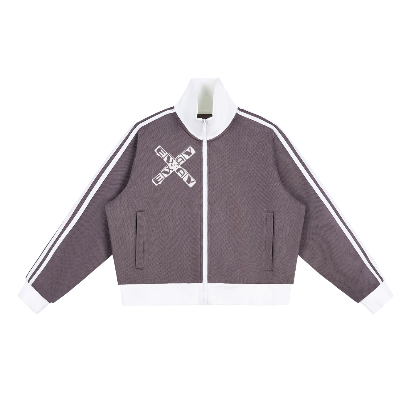 Contrast Side Stripe Fleece Cropped Track Jacket