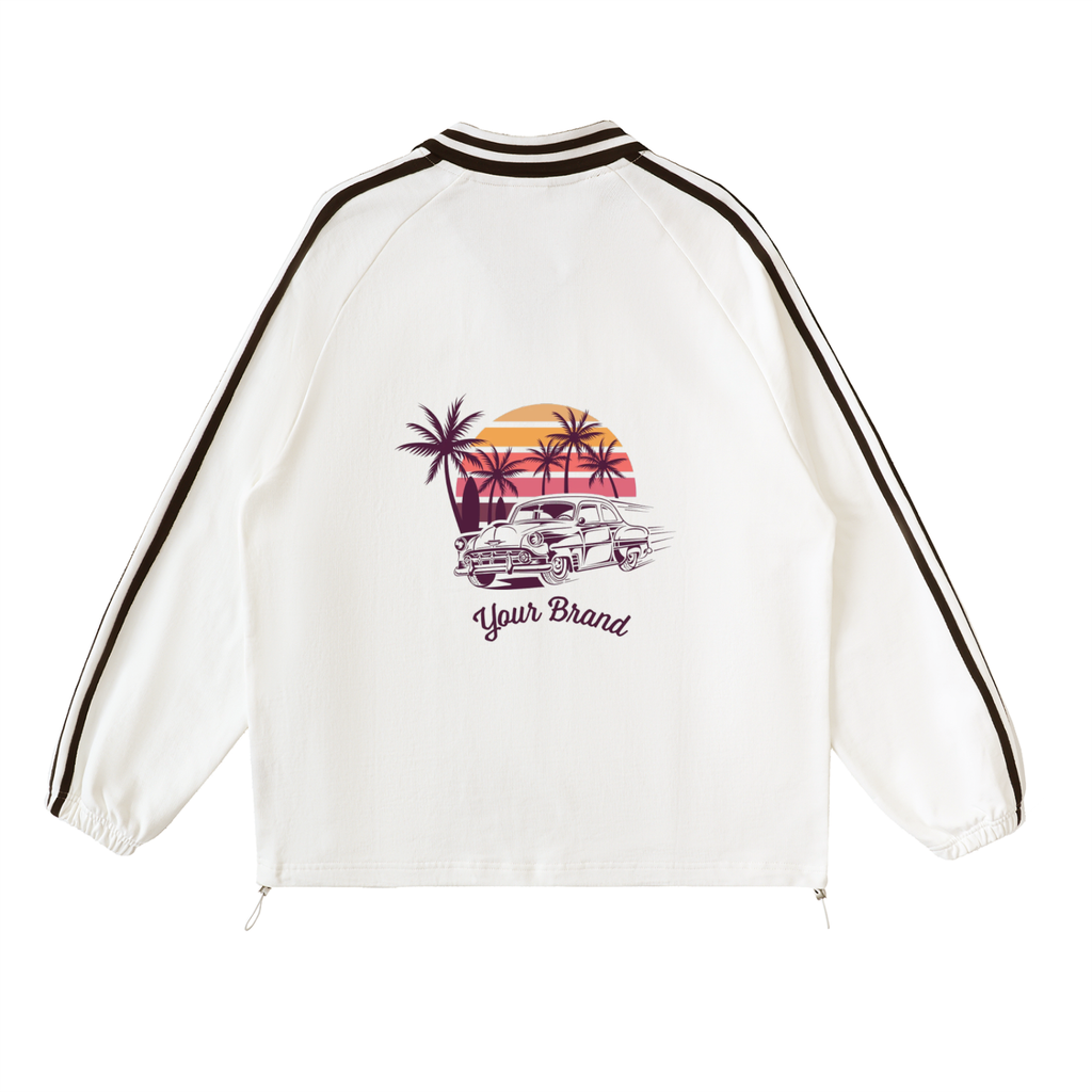 Contrast Striped Lapel Collar Sweatshirt