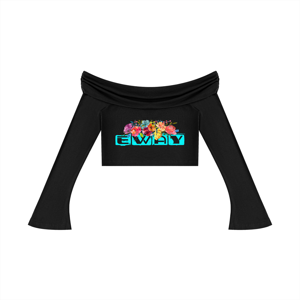 Women's Off-the-Shoulder Bell Sleeve Crop T-Shirt