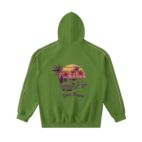 Contrast Piping Raglan Hoodie