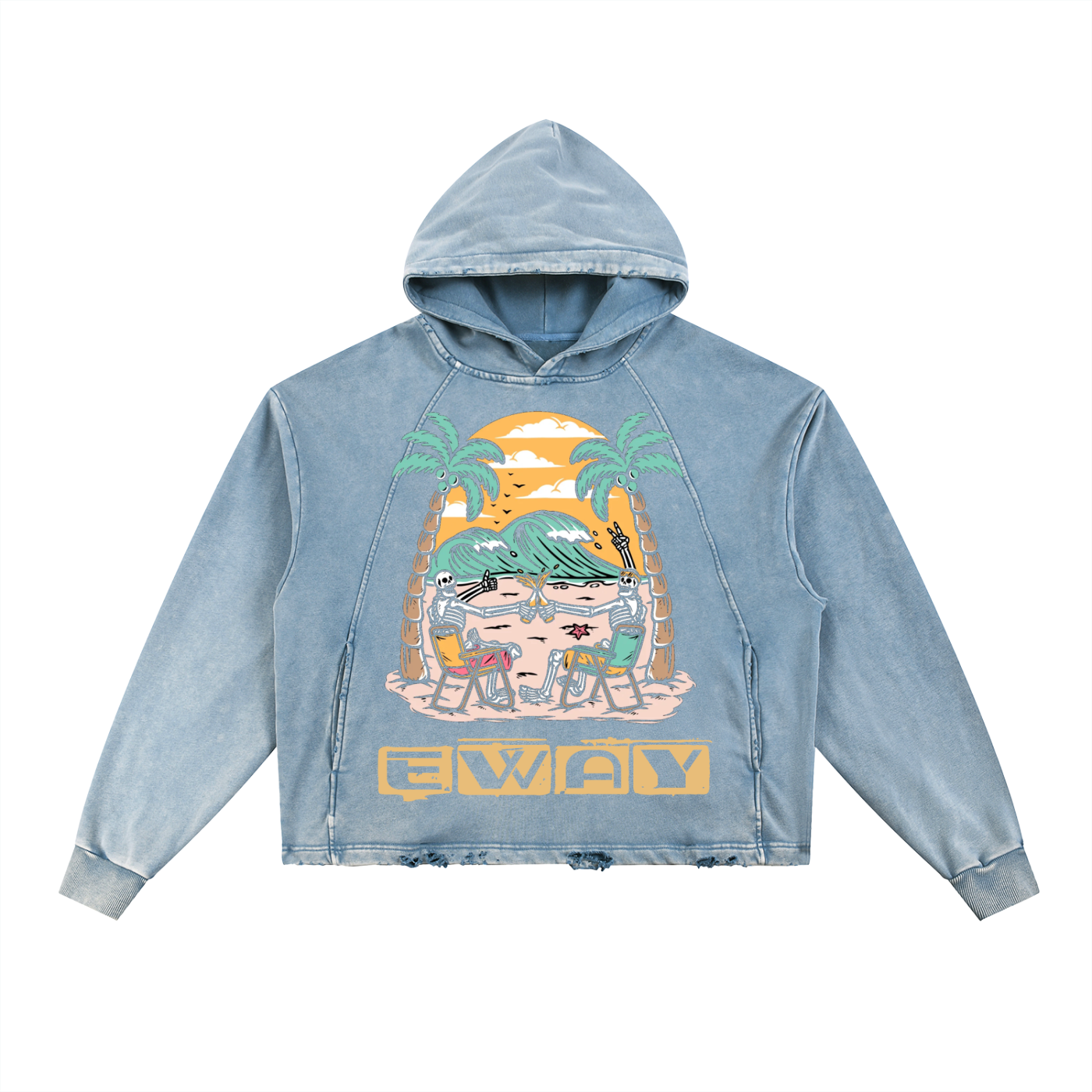 Vintage Washed Frayed-Hem Hoodie