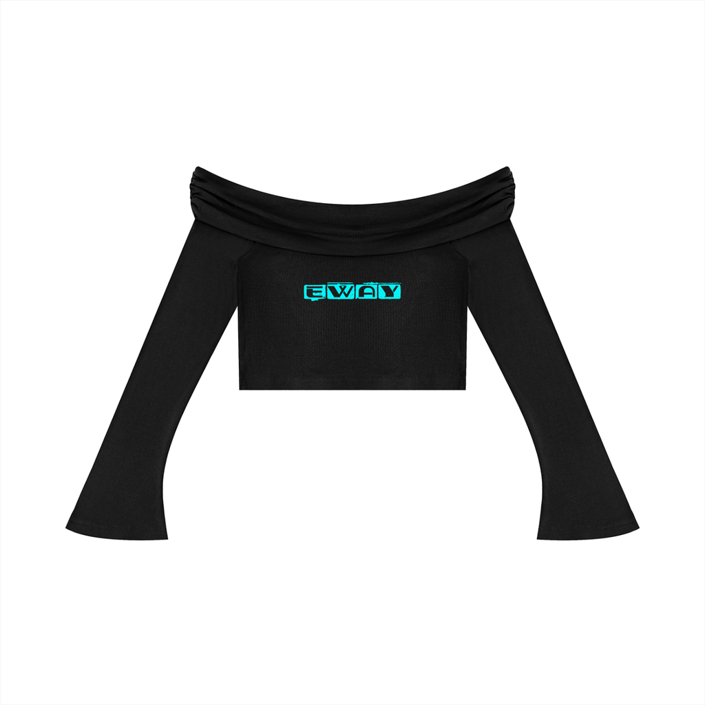 Women's Off-the-Shoulder Bell Sleeve Crop T-Shirt