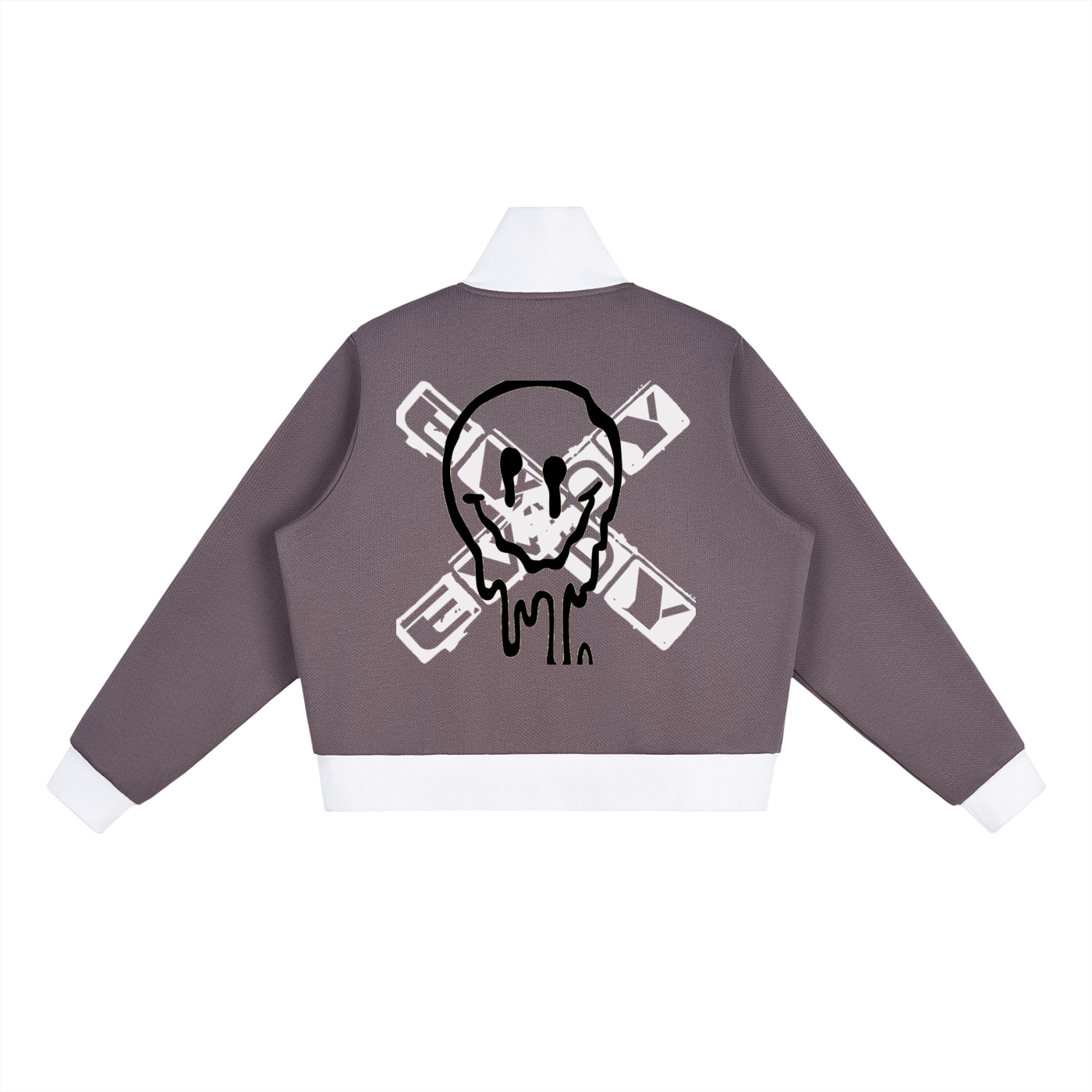 Contrast Side Stripe Fleece Cropped Track Jacket