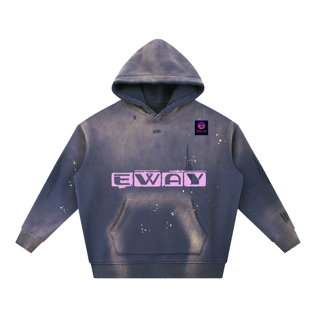 Vintage Washed Frayed Fleece Hoodie