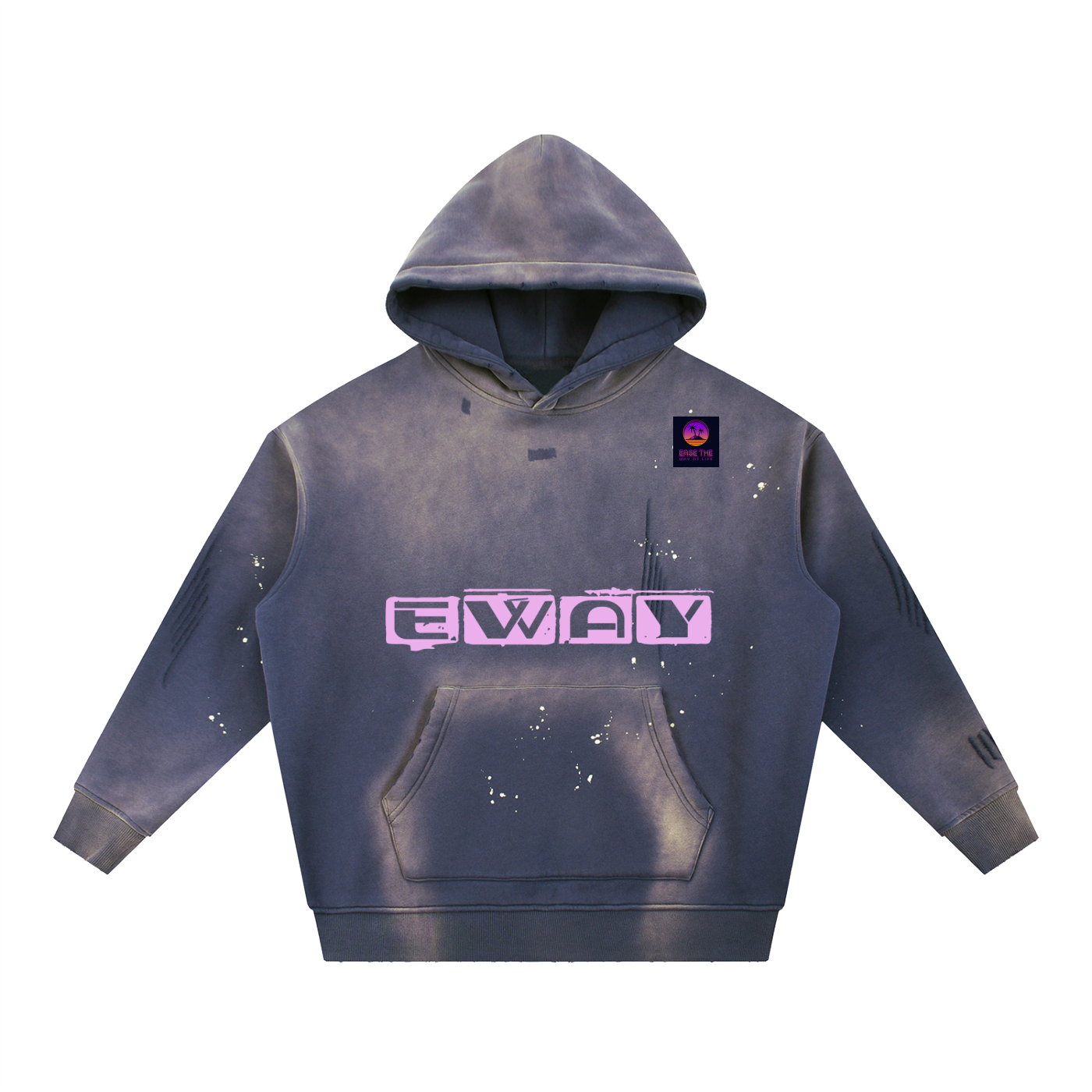 Vintage Washed Frayed Fleece Hoodie