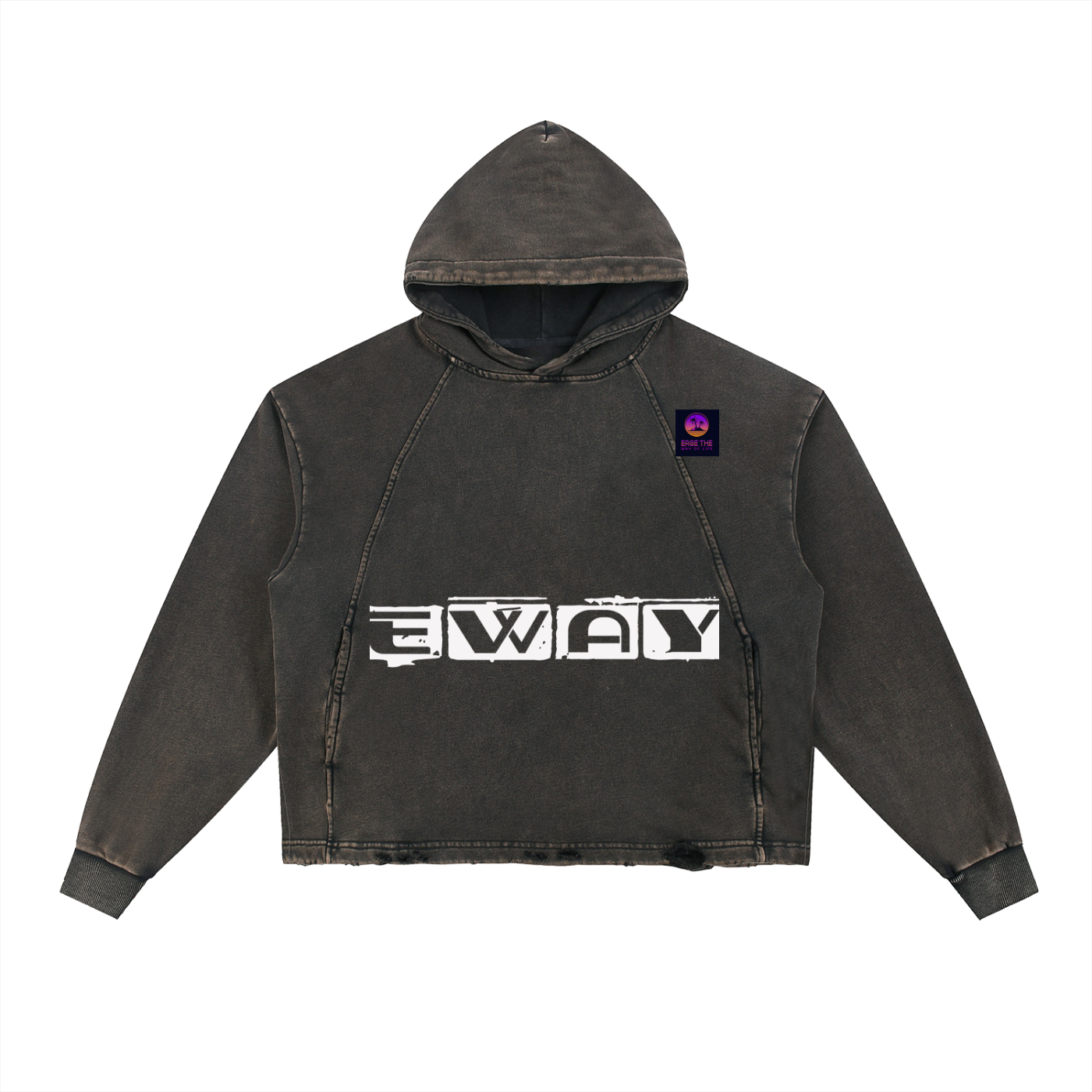 Vintage Washed Frayed-Hem Hoodie