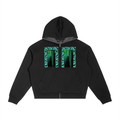 Contrast Plaid Boxy Zip Hoodie